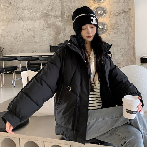 Korean style short thickened small loose fashionable Hong Kong style student down cotton bread coat ins coat for women mid-length