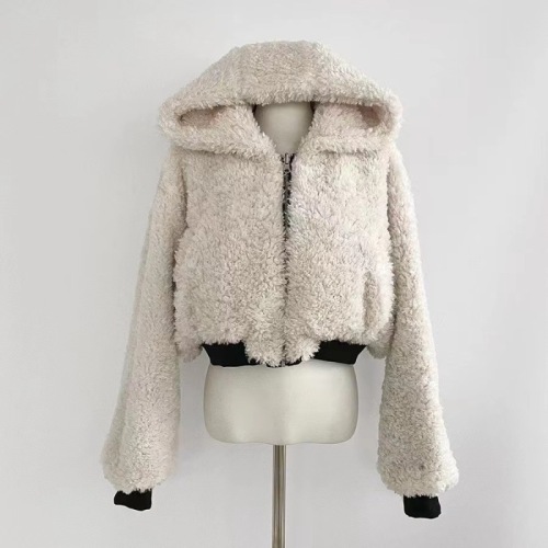 Reversible cotton coat 2023 new short lamb wool jacket warm hooded jacket