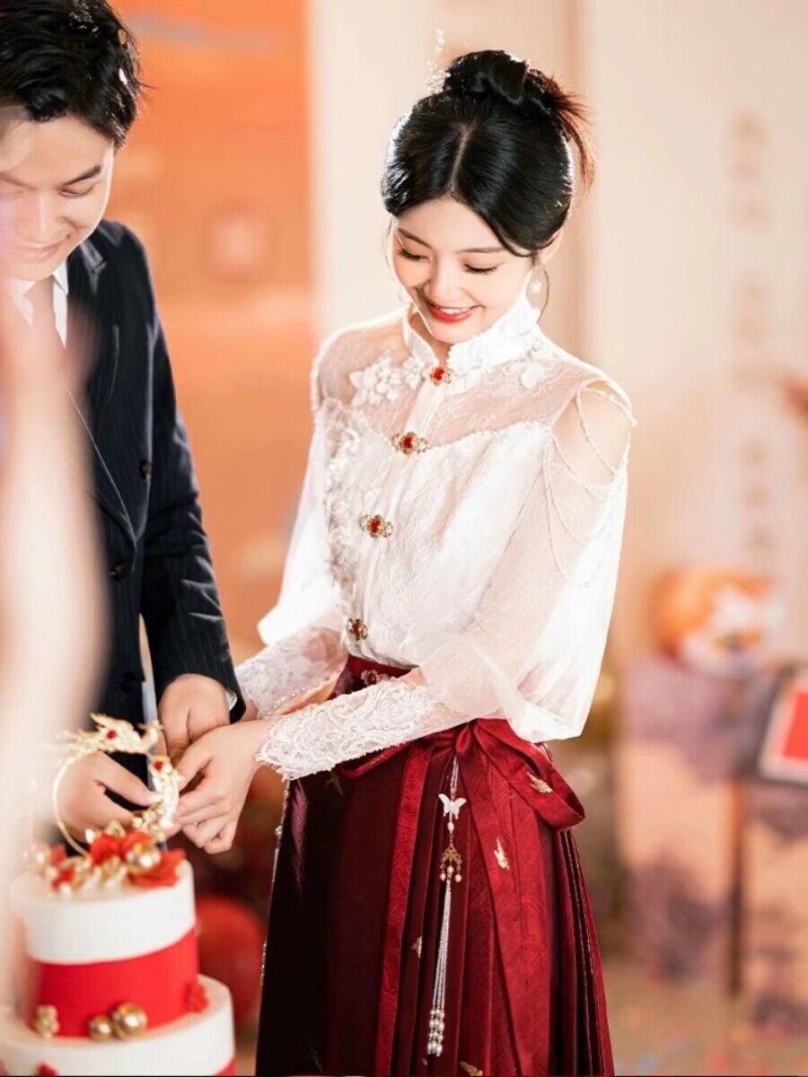New Chinese style light national style Hanfu red horse face skirt toasting suit suit female engagement dress summer 2023 new autumn