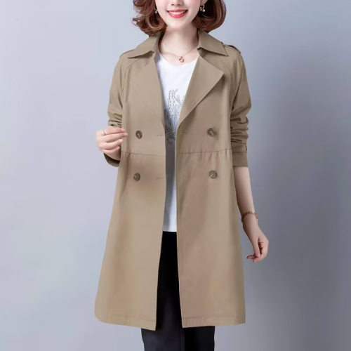 2023 spring new high-end women's windbreaker coat loose small windbreaker coat women's mid-length spring and autumn