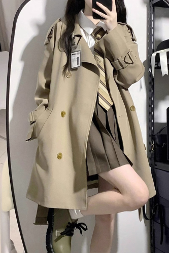 Short windbreaker coat for women 2023 early spring new Korean preppy style high-end Hepburn coat spring and autumn