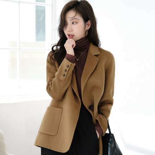 Double-sided woolen coat women's short autumn and winter new small high-end slim temperament suit woolen coat