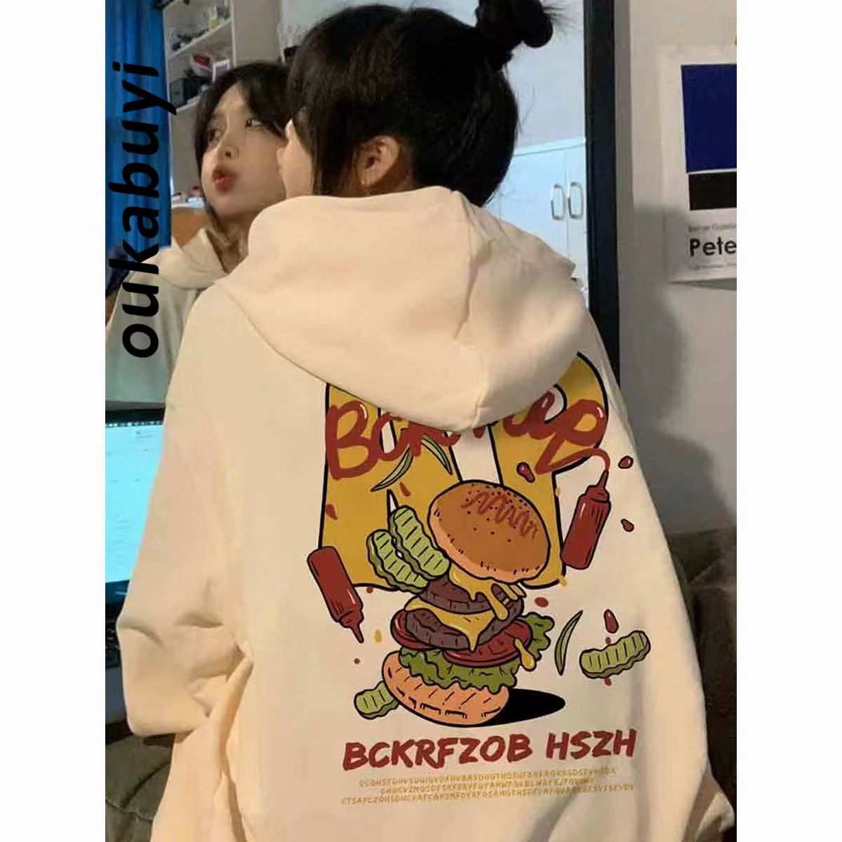 華棉複合牛奶絲310克銀狐絨400克連帽衛衣女