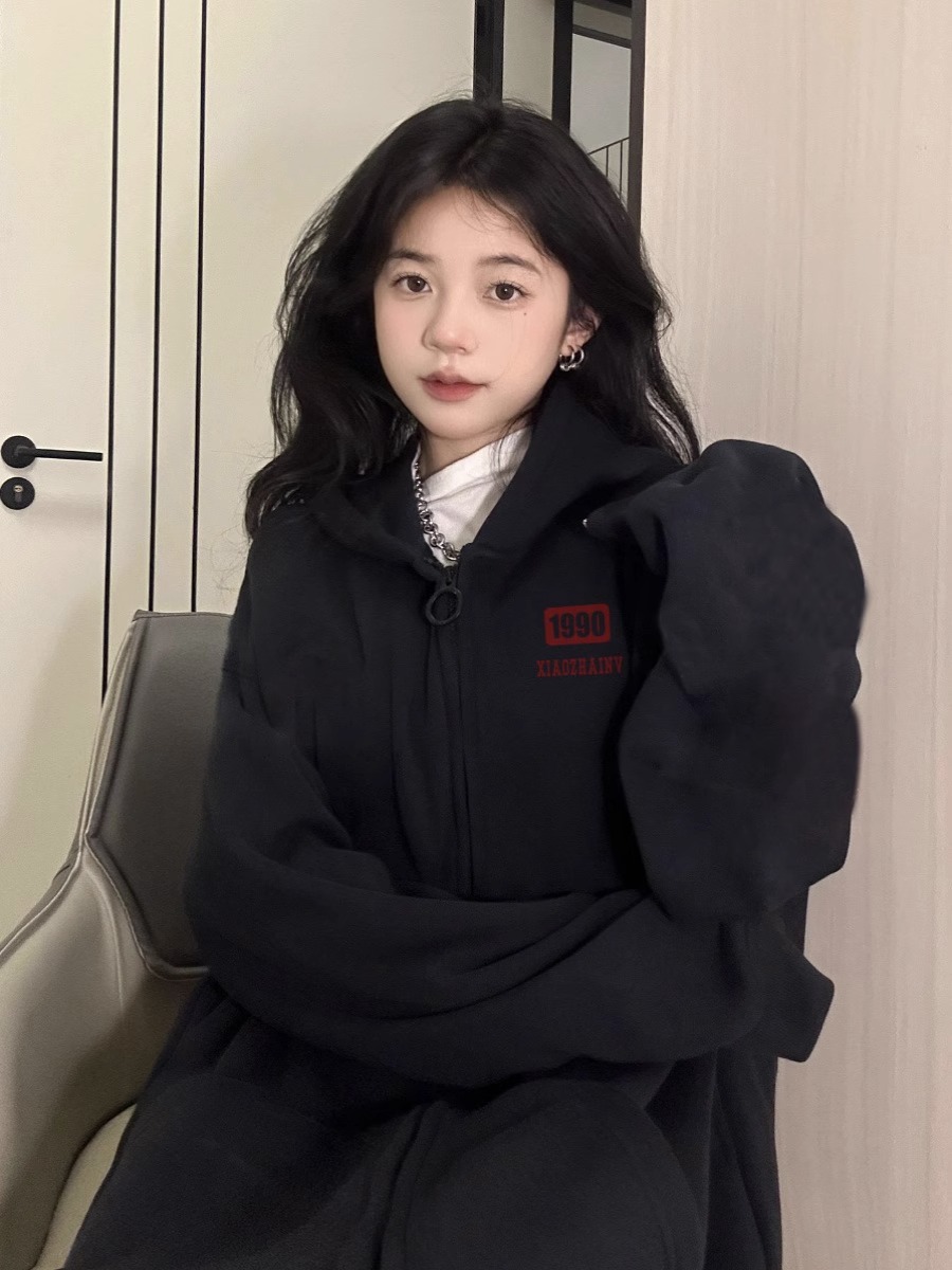 Chinese cotton composite milk silk 310g silver fox velvet 400 carat chain hooded sweatshirt for women