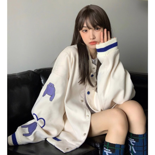 American retro baseball uniform for women in autumn and winter new design loose jacket national fashion brand