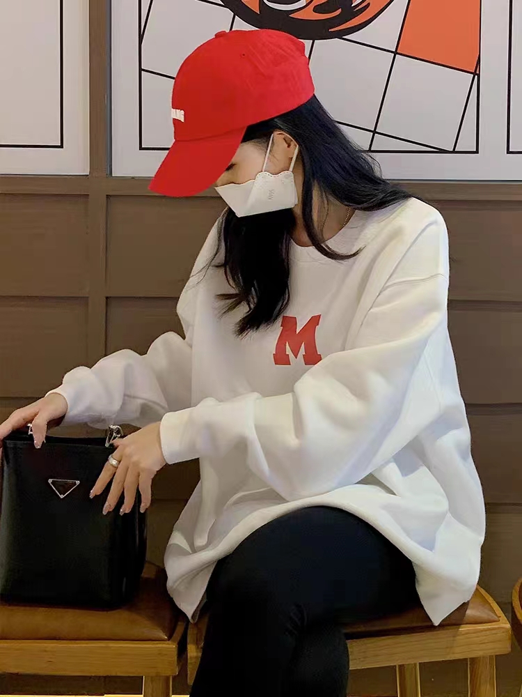 薄款華棉牛奶絲 加絨華棉銀狐絨 圓領印花衛衣女情侶質量