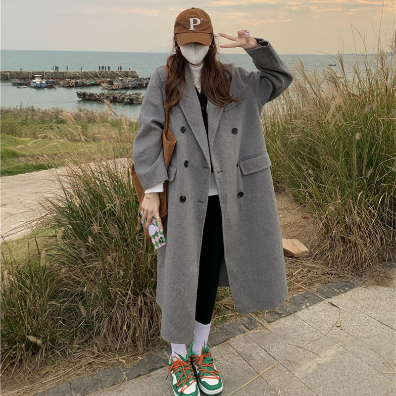 Korean style coat for women autumn and winter 2023 new style high-end double-sided woolen woolen Korean style student