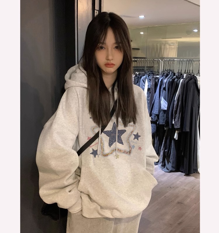Chinese cotton composite milk silk 310g silver fox velvet 400g hooded sweatshirt for women