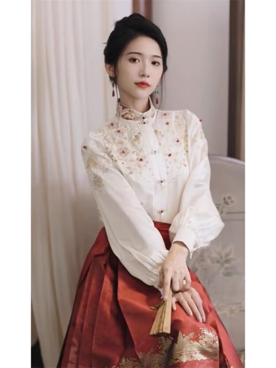 New Chinese-style national style improved Ming-made Hanfu with Han elements red horse-faced skirt for women with a complete set of daily summer clothes
