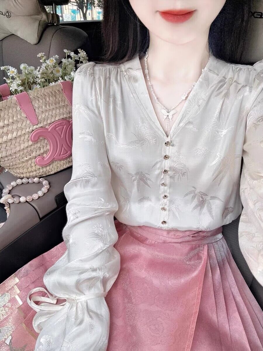 New Chinese style national style women's pink horse face skirt suit, elegant lady, high-end goddess style high-end dress
