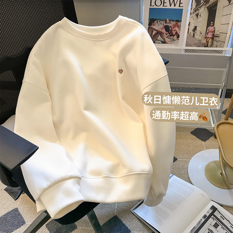 2023秋冬裝新款大魚鱗 260克衛衣女圓領上衣 後包領拉肩線 M-XXX