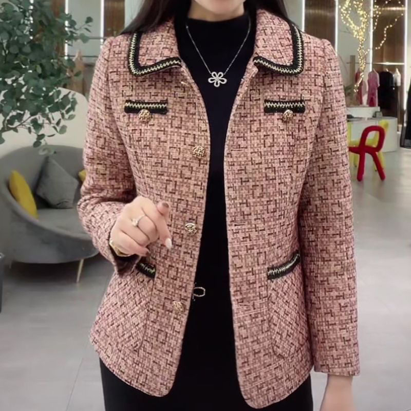 媽媽裝洋氣顯瘦短款外套女中年女士秋裝時尚開衫秋季小香風上衣女