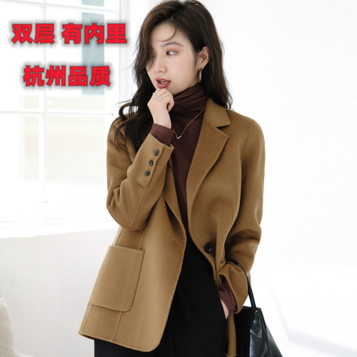 Double-sided woolen coat women's short autumn and winter new small high-end slim temperament suit woolen coat