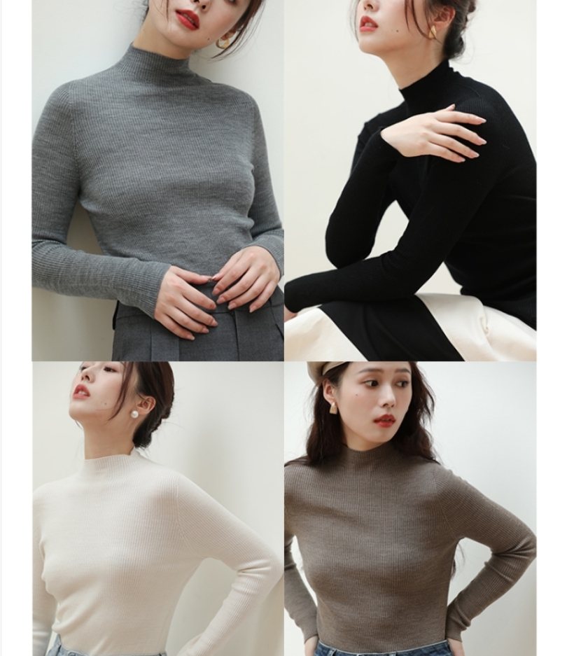 糖皮出品 一線成衣 天衣無縫 60支精紡羊毛 冬季半高領打底衫女