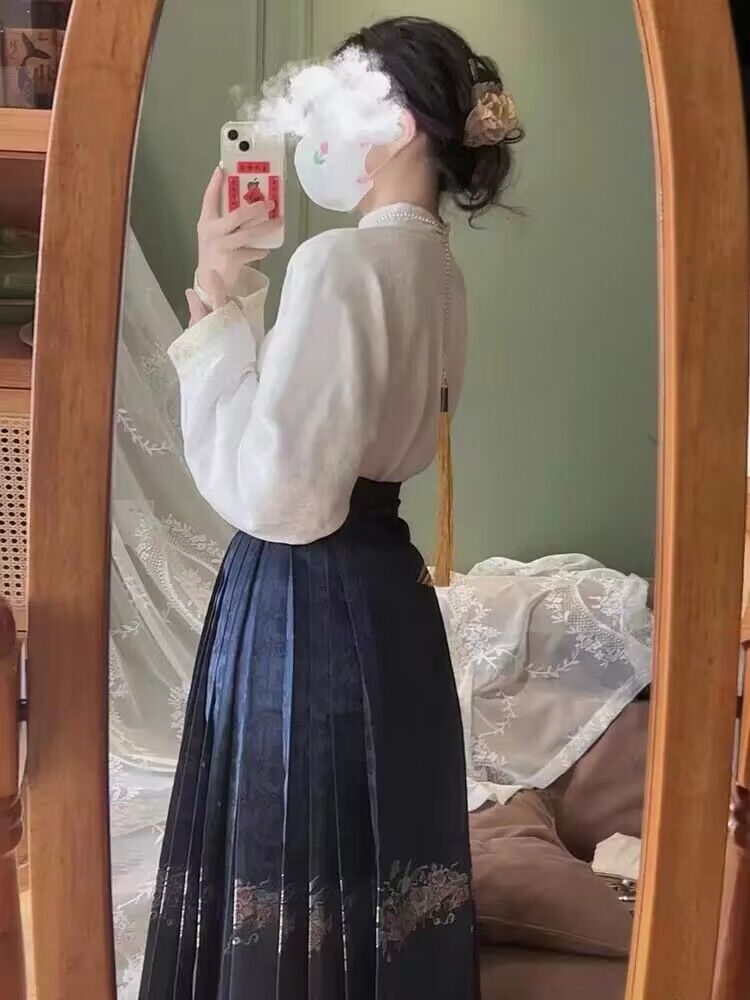 New Chinese style improved version of Hanfu skirt for women in summer small daily commuting horse skirt suit summer