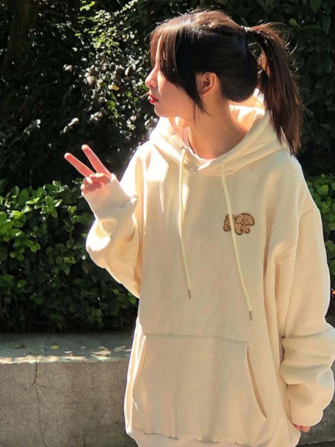 Chinese cotton composite milk silk 310g silver fox velvet 400g hooded sweatshirt for women