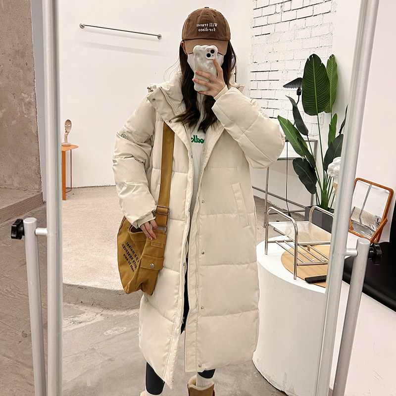 Dongdaemun 2023 New Korean Style Large Quilt Down Jacket Women's Extra Long Over-the-Knee Thickened Loose Street Jacket