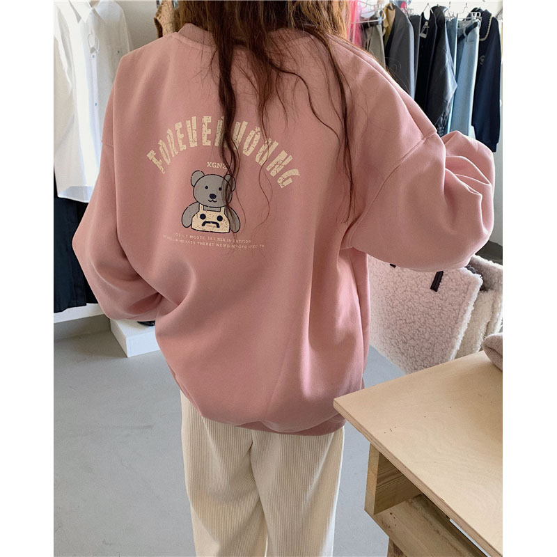 薄款/加厚韓國仿棉交織布不起球冬季衛衣女圓領印花後包條ins衛衣