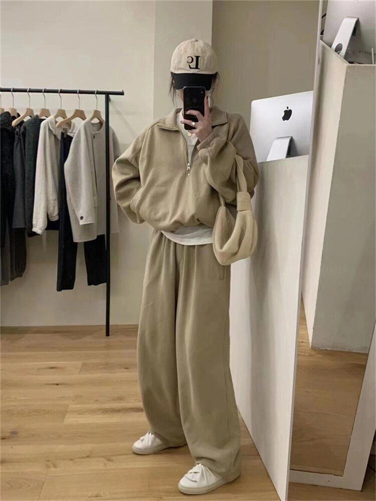 時尚潮流套裝女春秋季休閒運動小個子氣質立領衛衣衛褲兩件套
