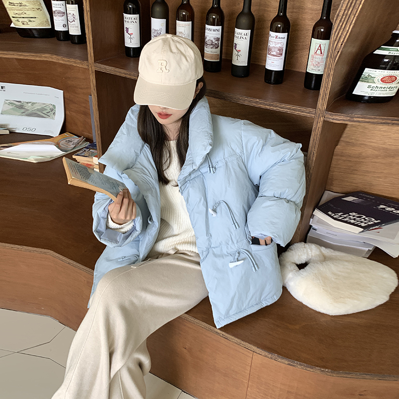 Actual shot of Korean down jacket women's short style 2023 new Korean style loose horn button cotton jacket