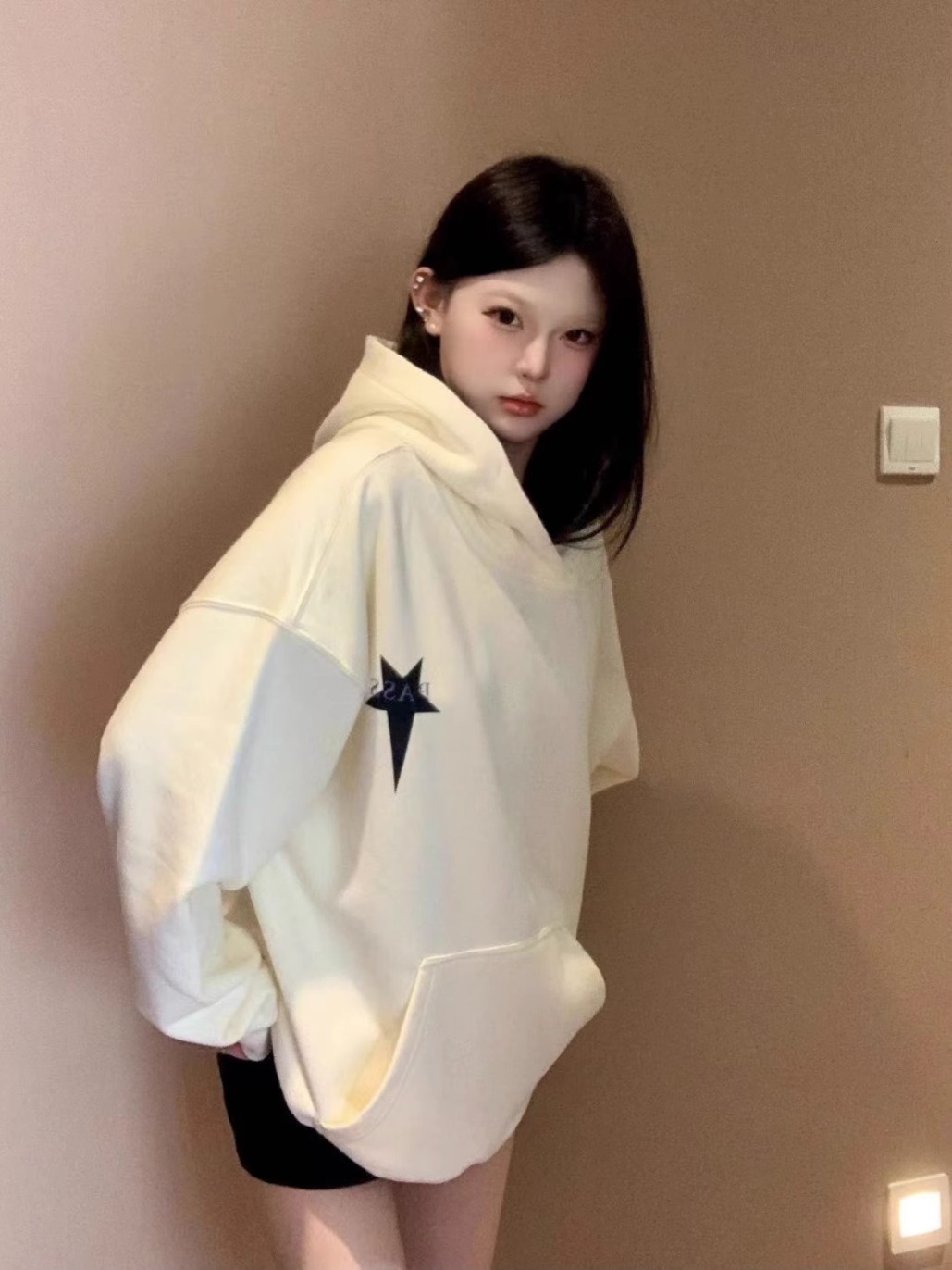 Chinese cotton composite milk silk 310g silver fox velvet 400g hooded sweatshirt for women