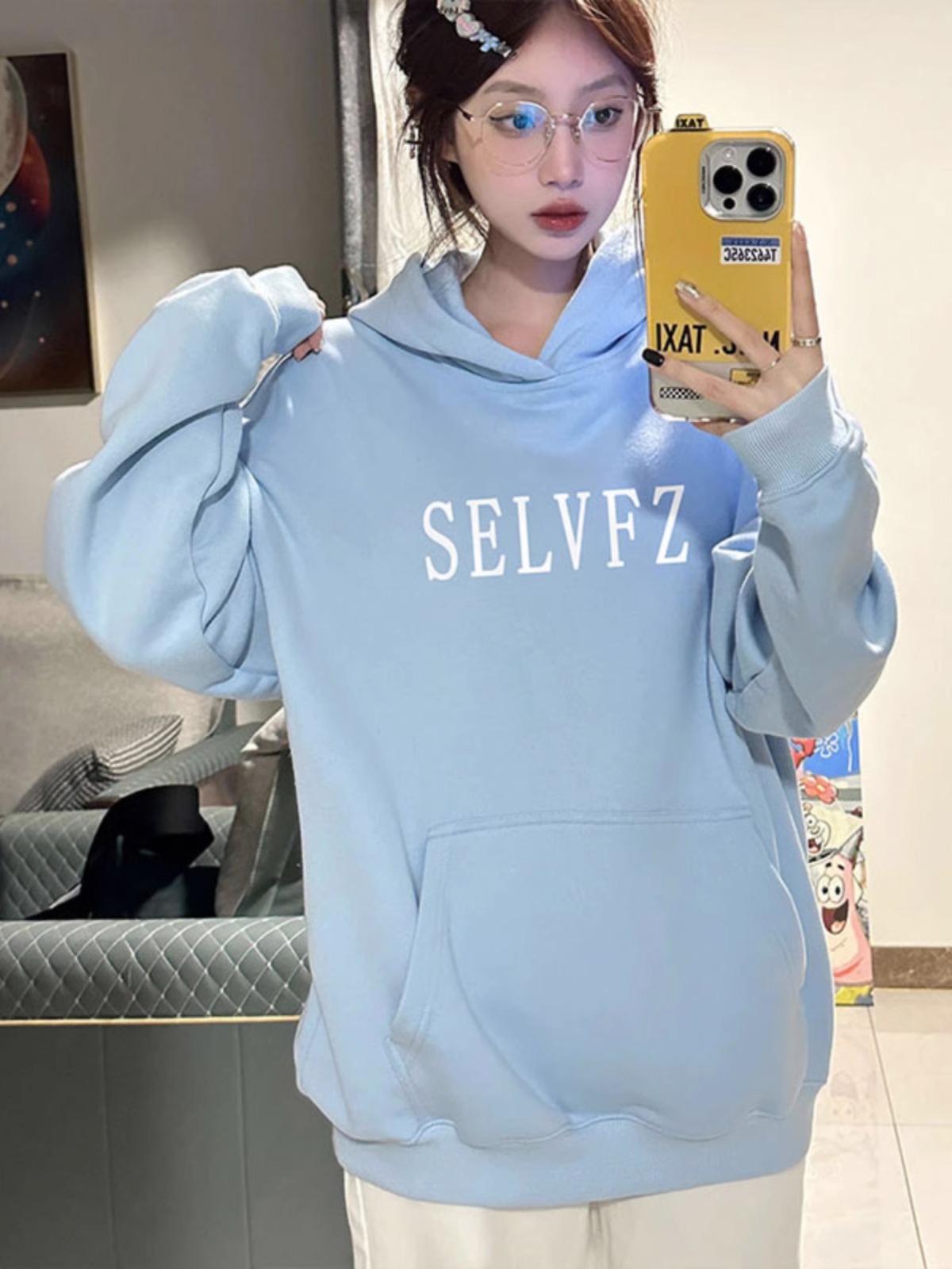 Chinese cotton composite milk silk 310g silver fox velvet 400g hooded sweatshirt for women