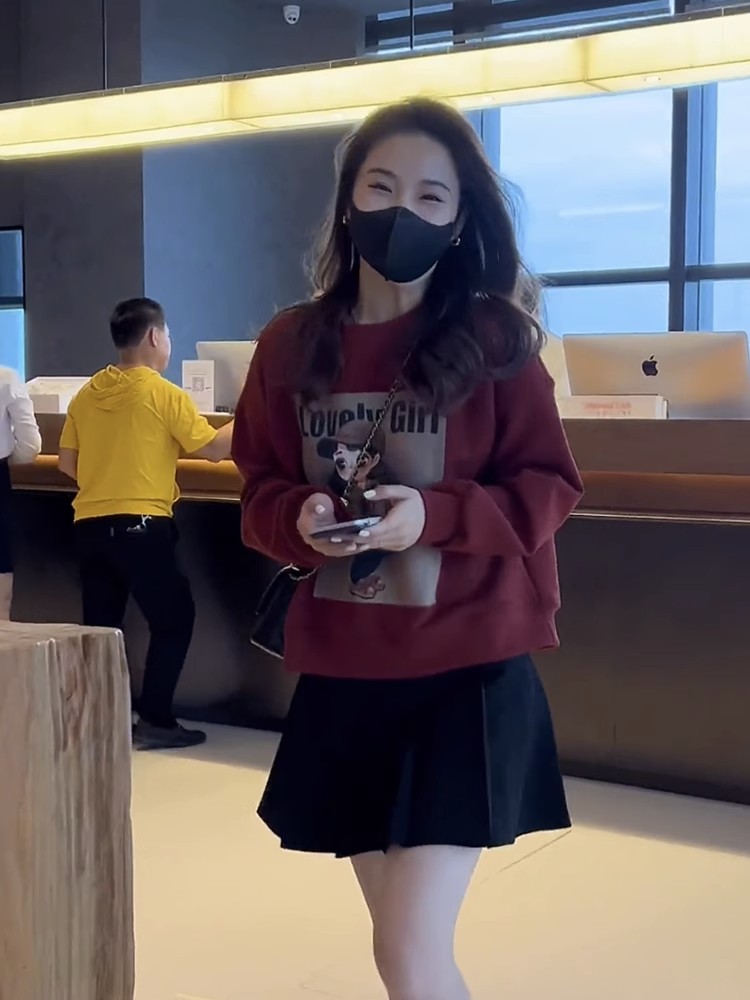 短款秋冬短款衛衣女長袖圓領上衣