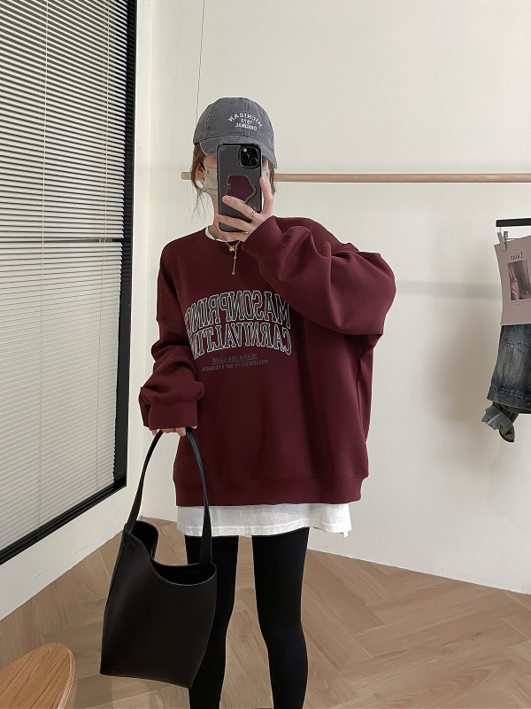 2023 new autumn letter print sweatshirt for women oversize American loose lazy style pullover long-sleeved top