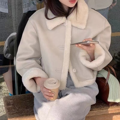 Korean chic reversible fur one-lapel short fur coat