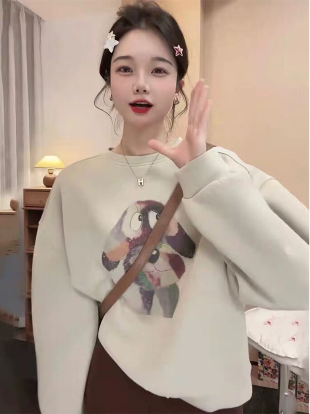 薄款華棉牛奶絲 加絨華棉銀狐絨 圓領印花衛衣女情侶質量