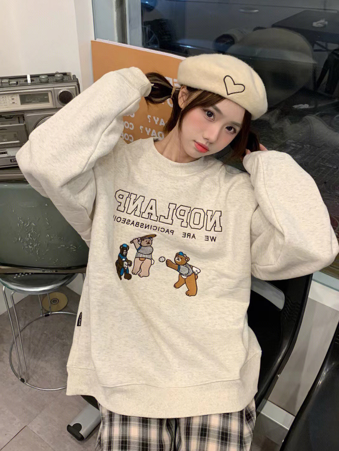 Sweater women's pullover oversize student Hong Kong style chic top autumn and winter