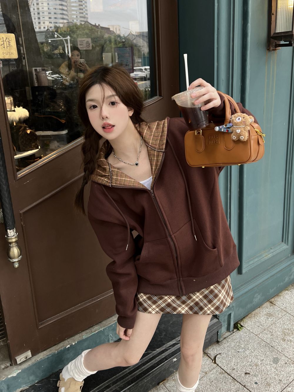 實拍三標齊美拉德穿搭寬鬆慵懶簡約連帽衛衣