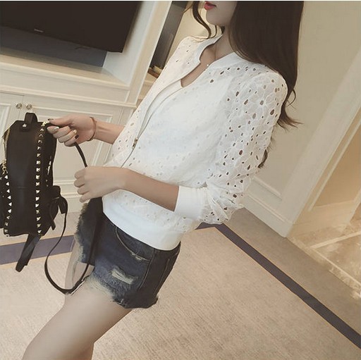 Sun protection jacket lace hollow slim fit women's short sun protection jacket for women