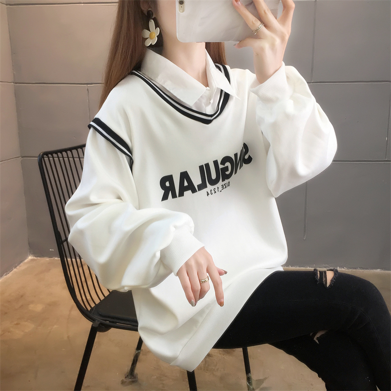 實拍秋冬學生裝加厚加絨衛衣女上衣牛奶絲複合350克天貓質量