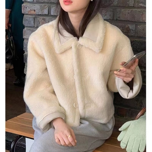 Korean chic reversible fur one-lapel short fur coat
