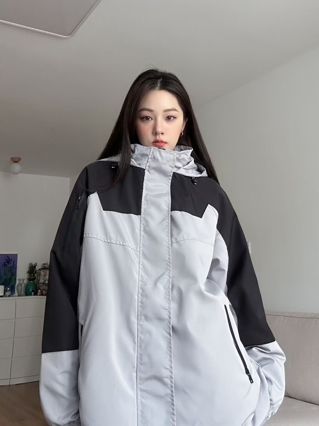日系復古工裝戶外機能連帽衝鋒衣外套女防風三合一可拆卸登山服潮