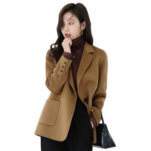 Double-sided woolen coat women's short autumn and winter new small high-end slim temperament suit woolen coat