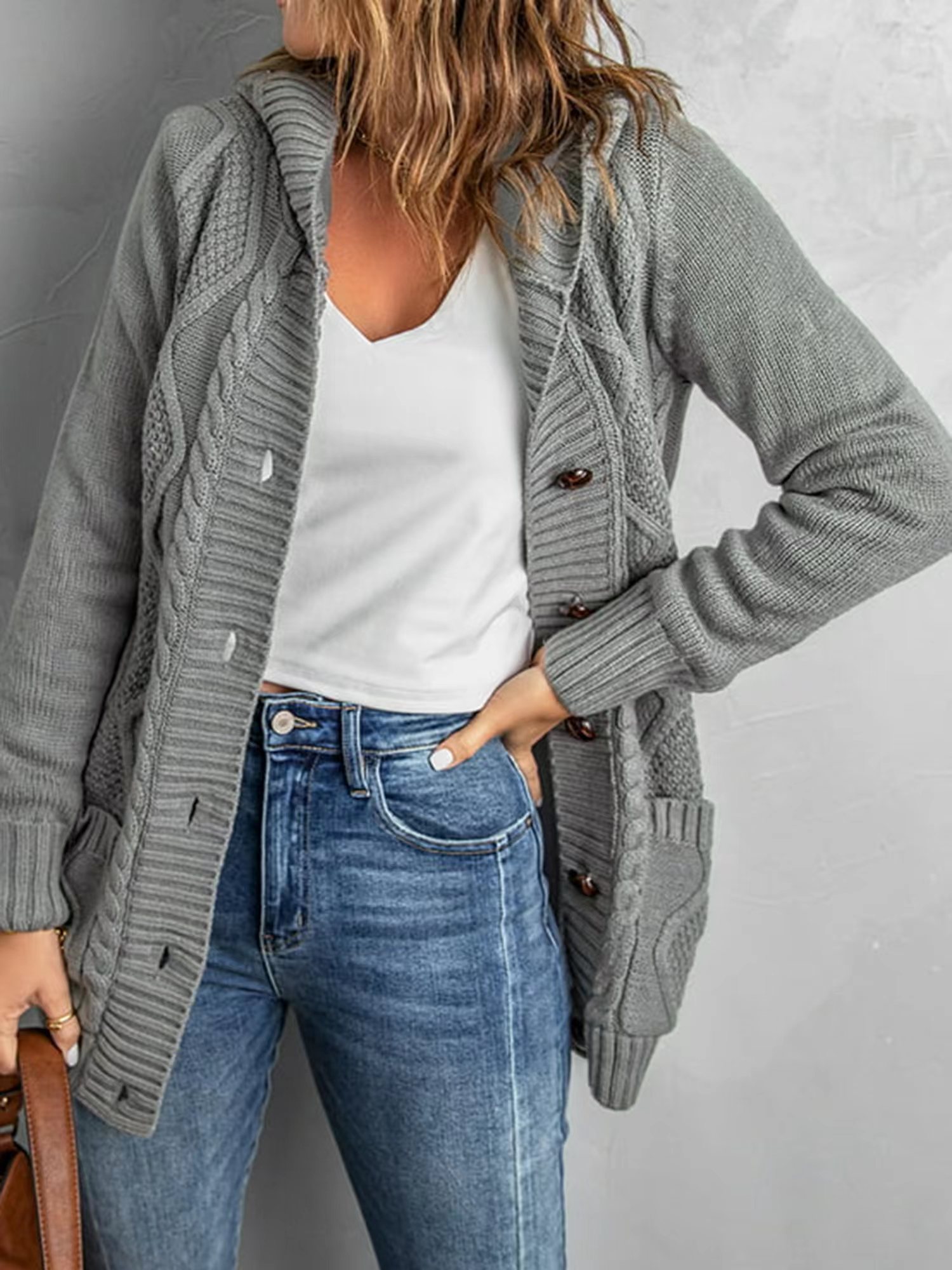 European and American foreign trade Amazon AliExpress autumn and winter new loose sweater women's knitted cardigan sweater jacket