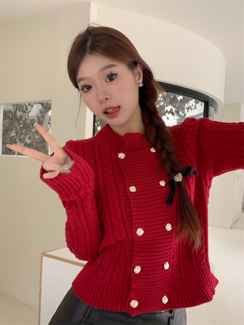 實拍秋冬新款復古麻花高級感圓領毛衣外套女長袖針織開衫上衣