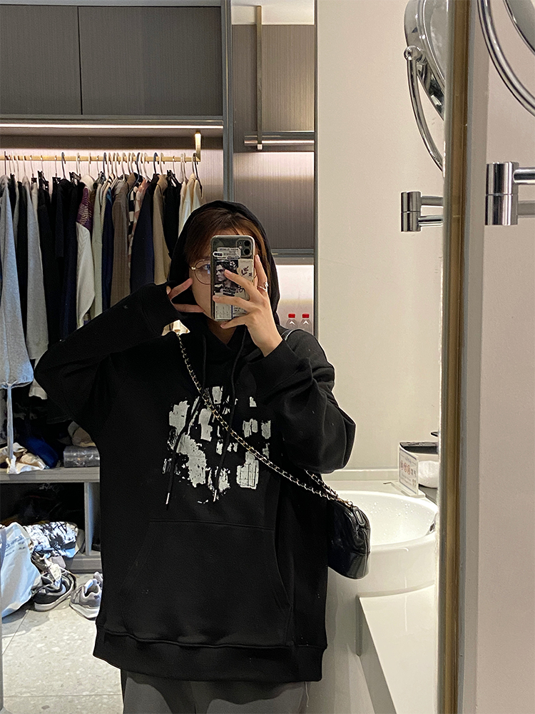 韓版新款寬鬆女裝 華棉複合薄款310克/加絨410克秋冬裝衛衣女印花