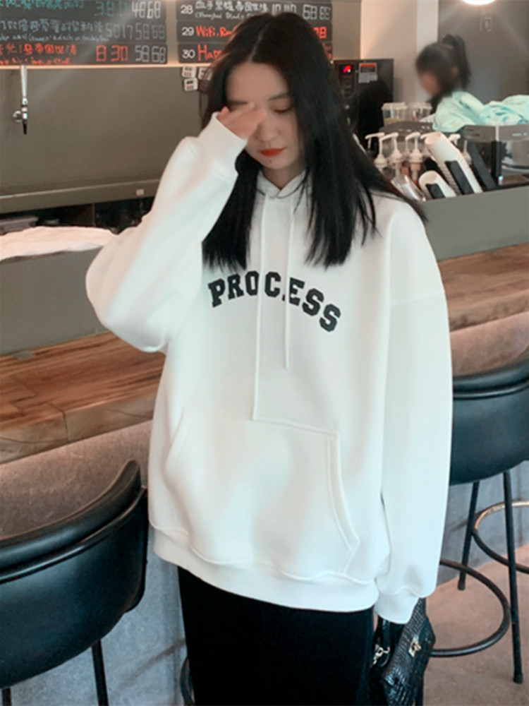 韓版新款時尚休閒 華棉複合薄款310克/加絨410克秋冬裝衛衣女印花