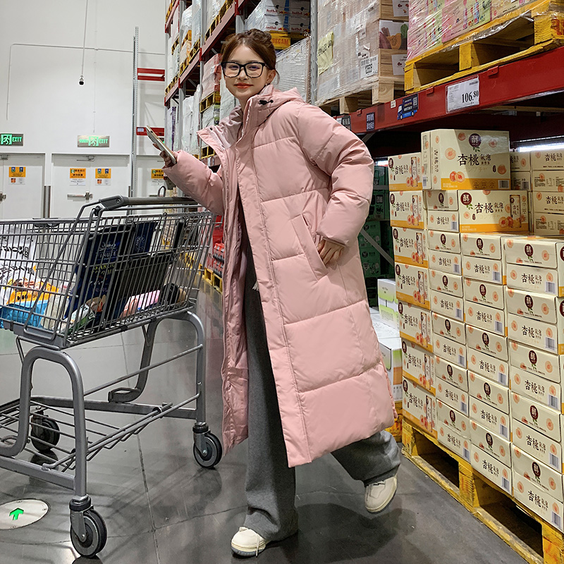 實拍羽絨棉服女中長款過膝2023冬季韓版寬鬆中戲棉襖加厚棉衣外套