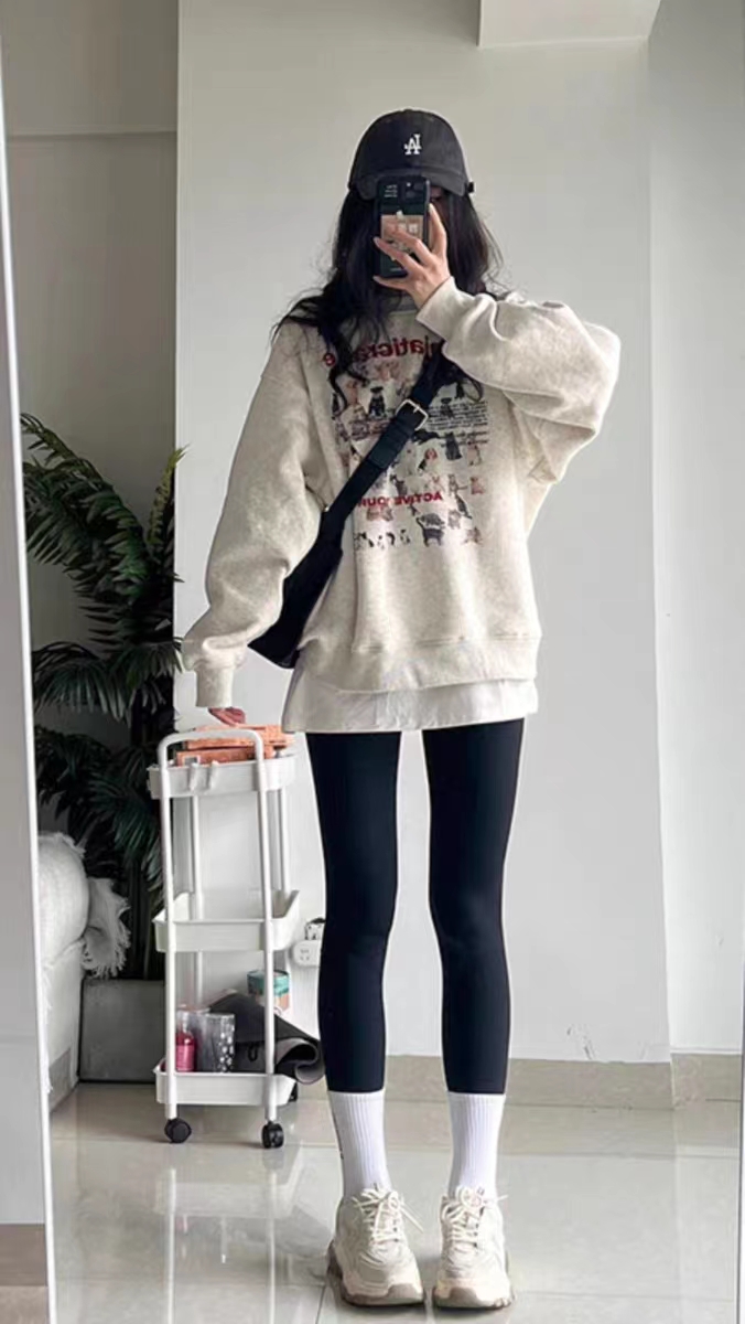薄款華棉牛奶絲 加絨華棉銀狐絨 圓領印花衛衣女情侶質量