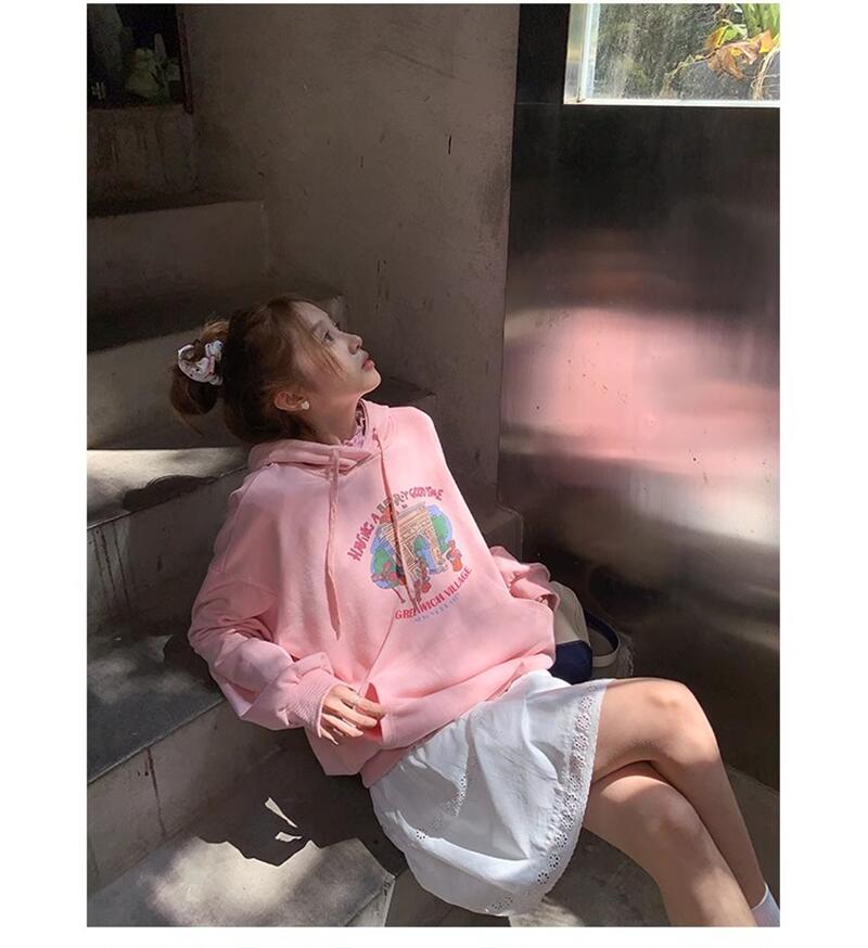 韓國休閒寬鬆女裝 華棉複合薄款310克/加絨410克秋冬裝衛衣女印花