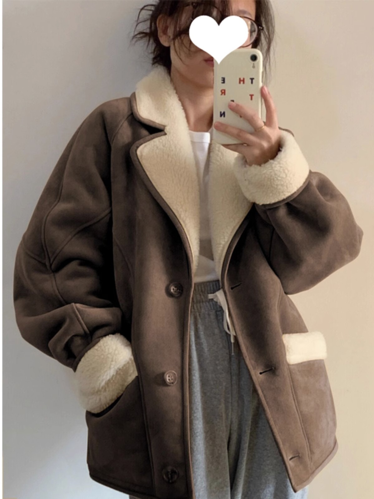 麂皮短外套女秋冬季羊羔毛2023新款小香風皮毛一體羊羔絨棉服冬季