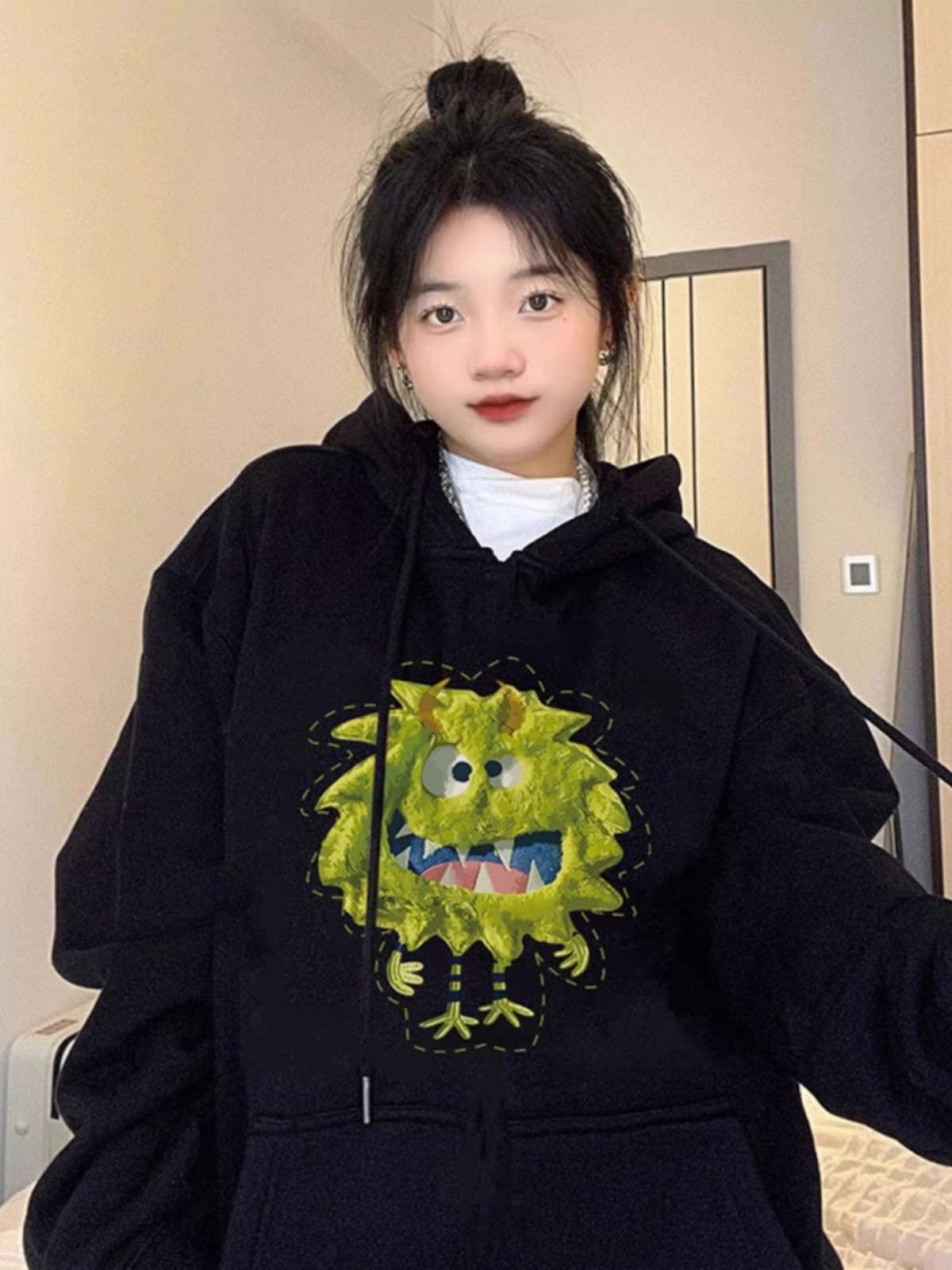 華棉複合牛奶絲310克銀狐絨400克連帽衛衣女