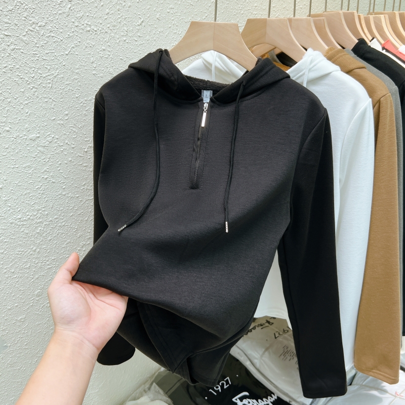 實拍  一體絨320g  秋冬加絨j加厚連帽衛衣女拉鏈上衣