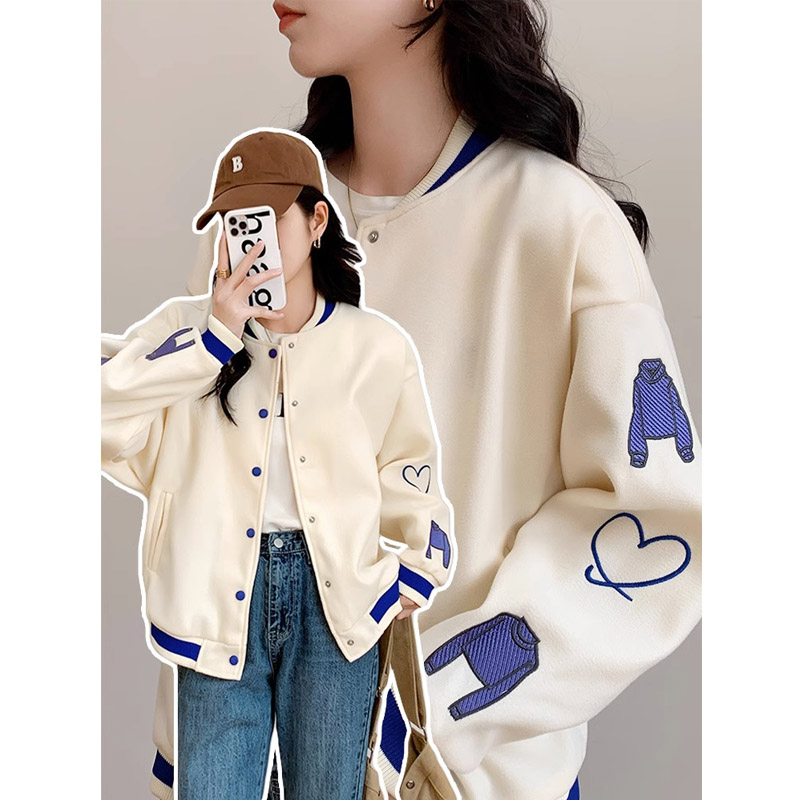 夾克短外套女2023春秋冬季新款加厚學院風棒球服上衣
