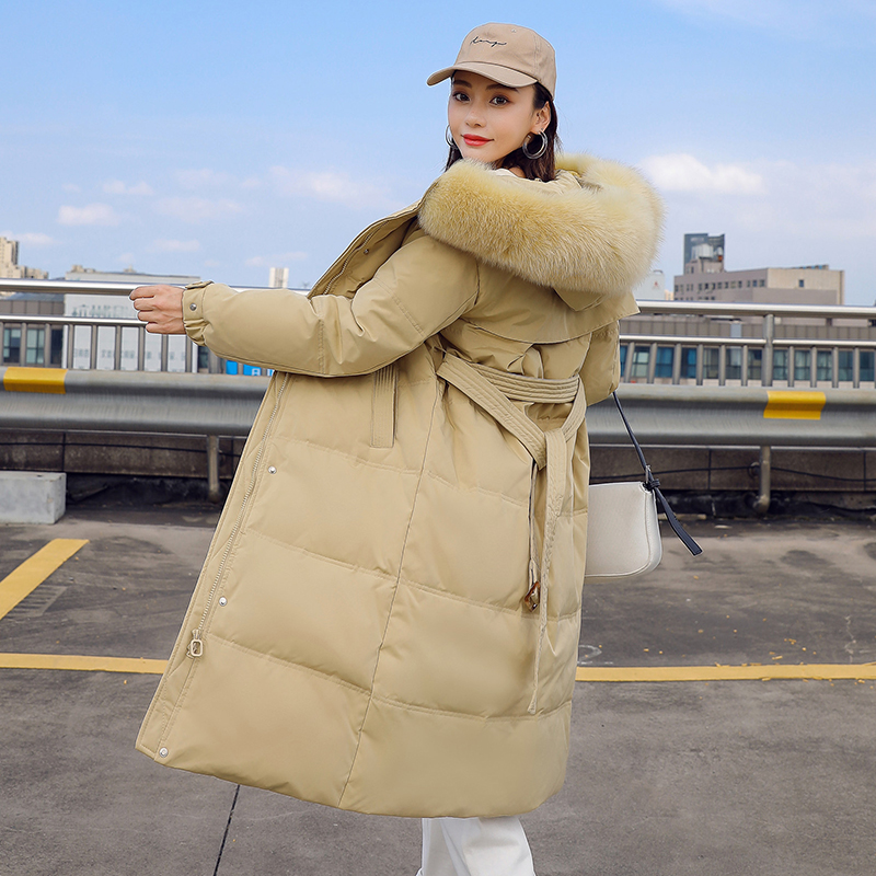 實拍棉衣女大毛領夏詩文同款羽絨服女 冬季新款中長款加厚外套