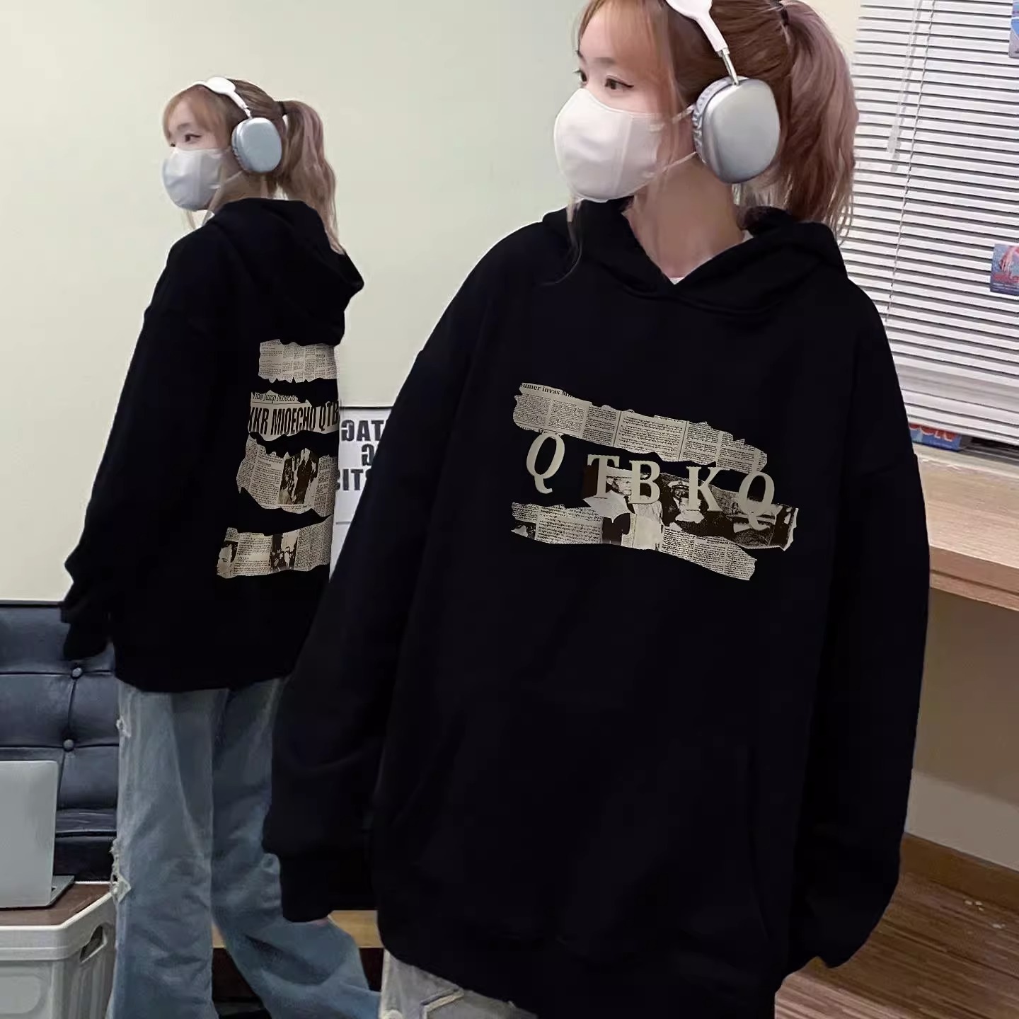 華棉複合牛奶絲310克銀狐絨400克連帽衛衣女